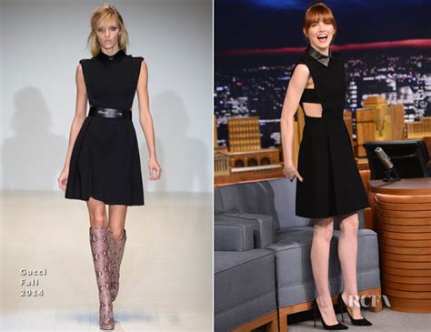 emma stone 2014 gucci dress|Emma Stone In Gucci – The Tonight Show Starring Jimmy Fallon.